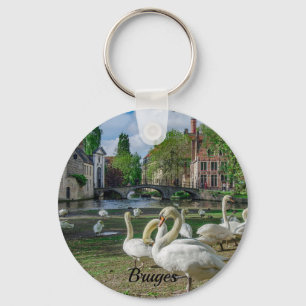 Chaveiro Cisnes brancas no centro de Bruges