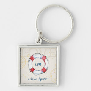 Chaveiro Citação Costeira  O amor é o melhor salva-vidas