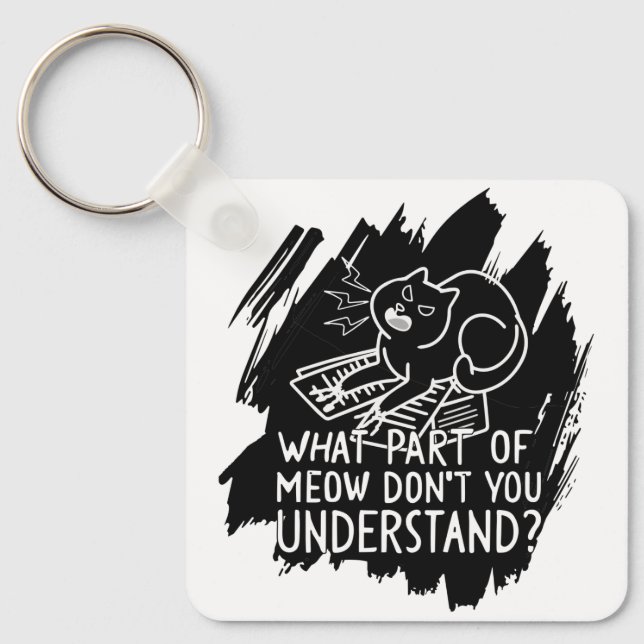 Chaveiro Citação de Gato Engraçado Preto (Frente)