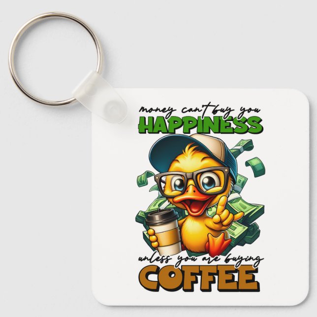 Chaveiro Citação de Legenda de Café do Pato Engraçado Vesti (Frente)