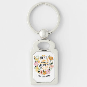 Chaveiro Citação de Motivação de Inspiração Floral Elegante