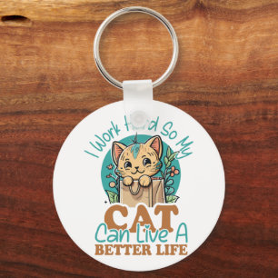 Chaveiro Citação Divertida para Amante de Gatos Gráfico de 