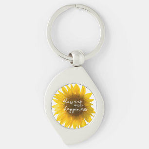 Chaveiro Citação do girassol "flores são felicidade"