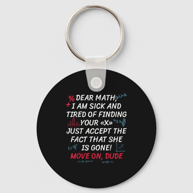 Chaveiro Citação engraçada de matemática Querida matemática (Frente)