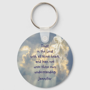 Chaveiro Citação Inspiradora de Anjo Personalizado Confie n