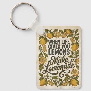 Chaveiro Citação Inspiradora de Limão Amarelo Retrô