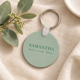 Chaveiro Citação Inspiradora Minimalista em Verde Sage Nome