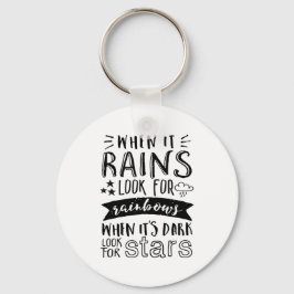 Chaveiro Citação Inspiradora Procura Estrela e Arco-Íris