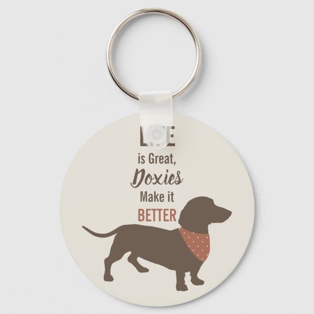 Chaveiro Citação personalizada de Dachshund Silhouette mini (Frente)