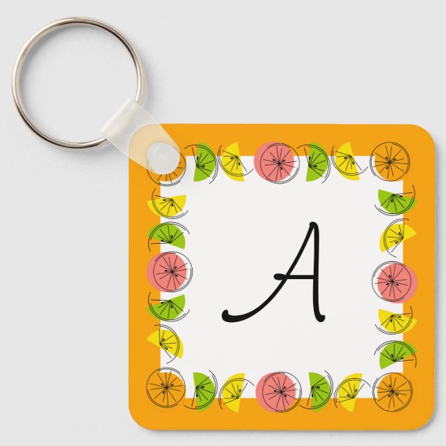 Chaveiro Citrus Square Laranja Monograma alumínio (Frente)