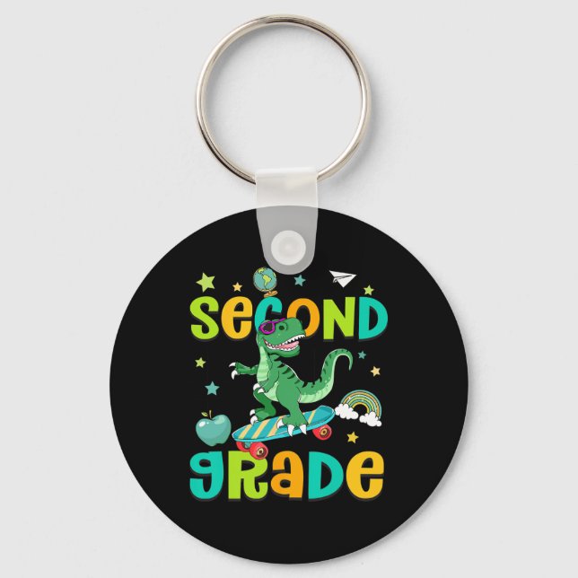Chaveiro Ck To School Rolling Into 2nd Grade T-rex Skateboa (Frente)