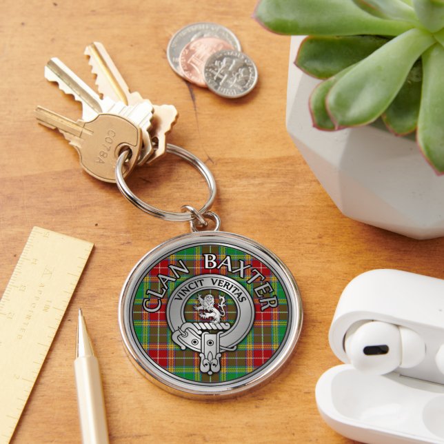 Chaveiro Clan Baxter Crest & Tartan (Mesa)