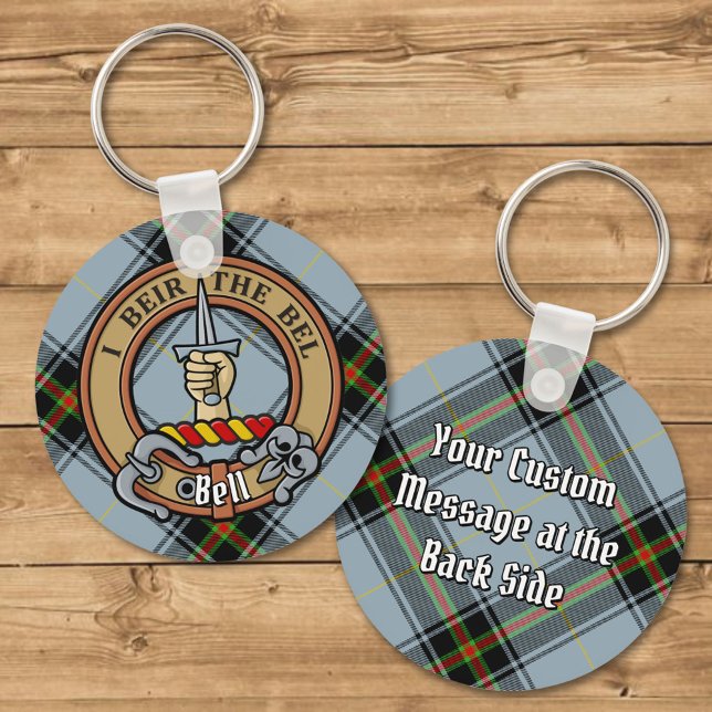Chaveiro Clan Bell Crest sobre Tartan (Criador carregado)