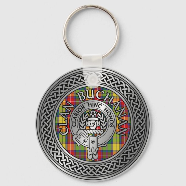 Chaveiro Clan Buchanan Crest & Tartan Knot (Frente)