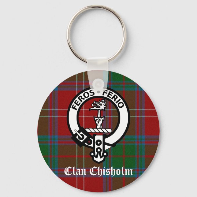 Chaveiro Clan Chisholm Tartan & Crest Crachá (Frente)