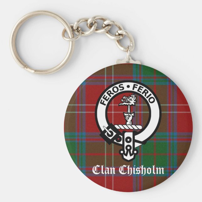 Chaveiro Clan Chisholm Tartan & Crest Crachá (Frente)