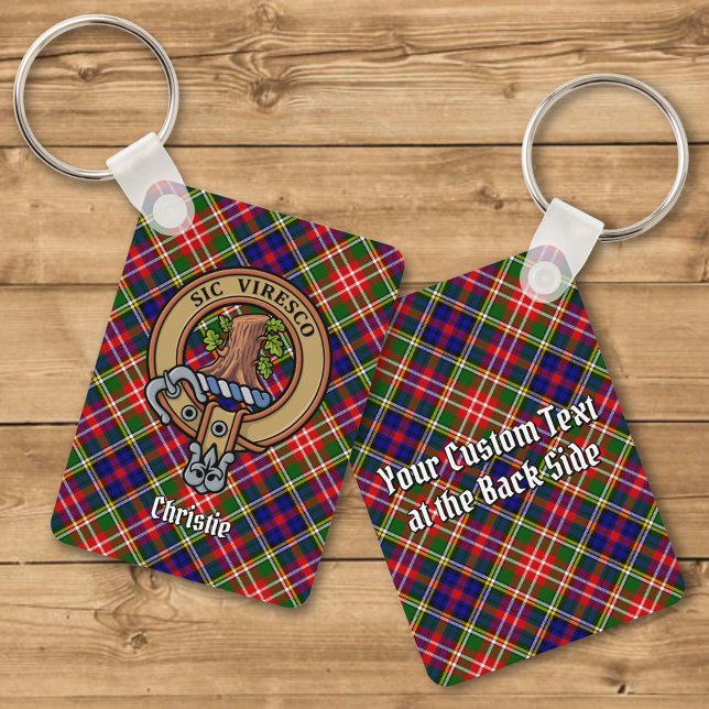 Chaveiro Clan Christie Crest over Tartan (Criador carregado)