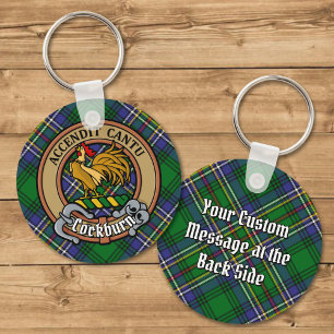 Chaveiro Clan Cockburn Crest sobre Tartan