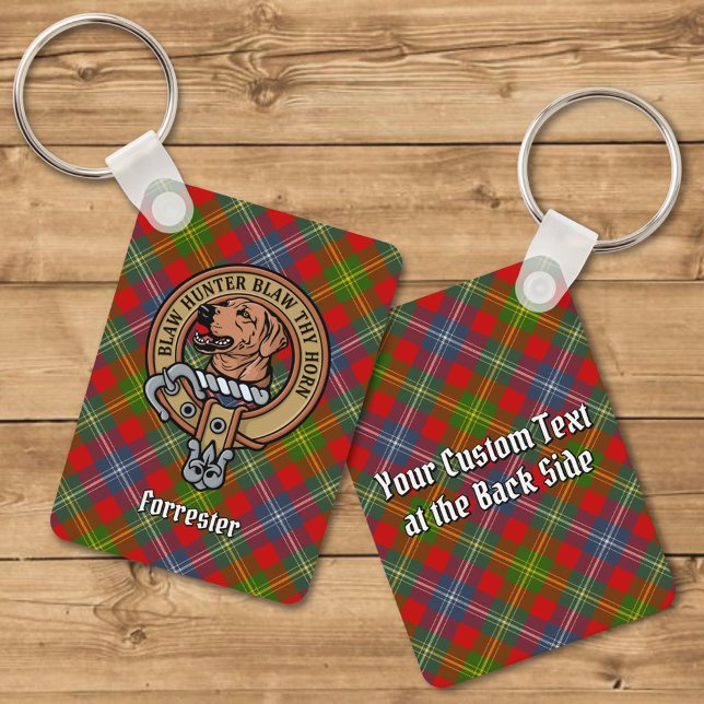 Chaveiro Clan Forrester Crest sobre Tartan (Criador carregado)