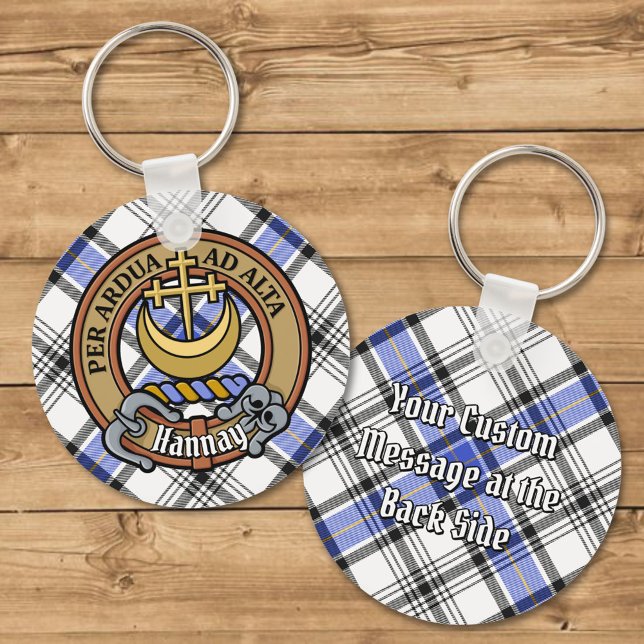 Chaveiro Clan Hannay Crest sobre Tartan (Criador carregado)