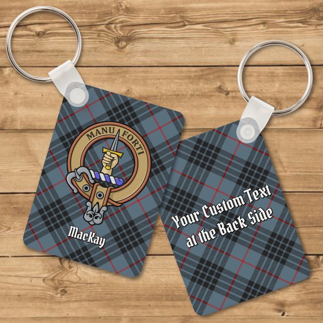 Chaveiro Clan MacKay Crest sobre Blue Tartan (Criador carregado)