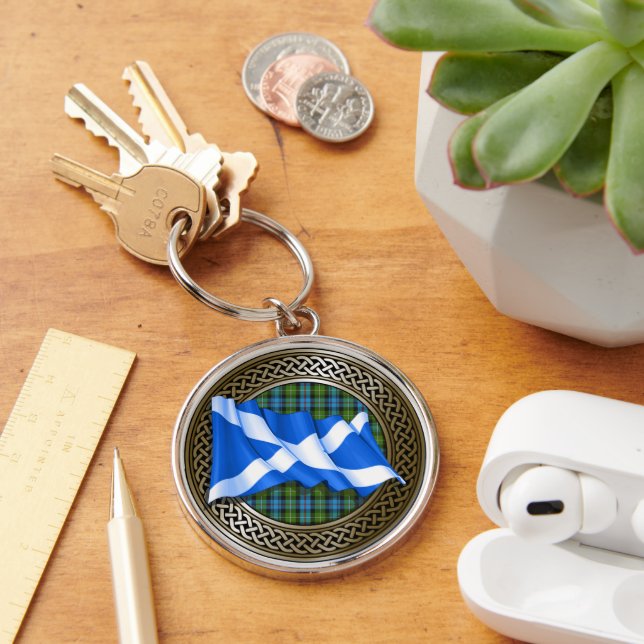 Chaveiro Clan MacKenzie Tartan Knot & Flag (Mesa)