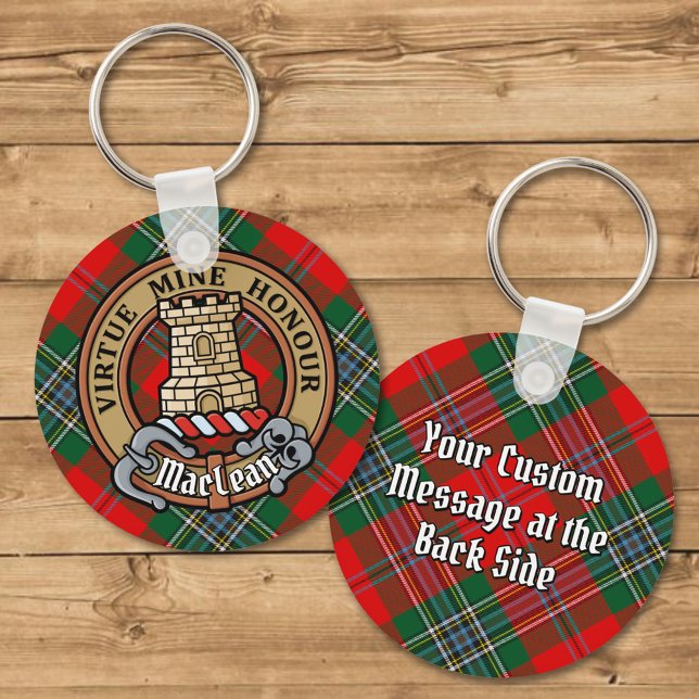 Chaveiro Clan MacLean Crest sobre Tartan (Criador carregado)