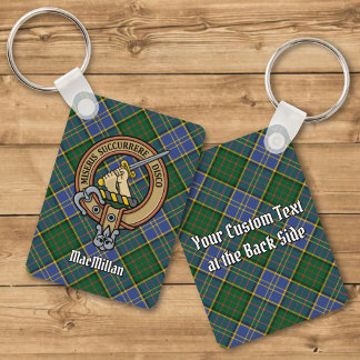 Chaveiro Clan MacMillan Crest sobre caçar Tartan