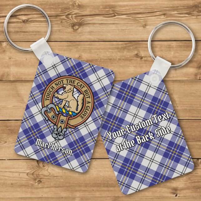 Chaveiro Clan MacPherson Crest sobre Blue Dress Tartan (Criador carregado)