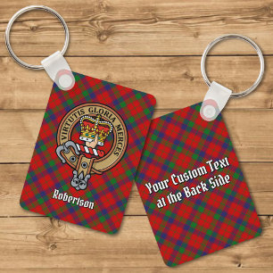 Chaveiro Clan Robertson Crest sobre Tartan