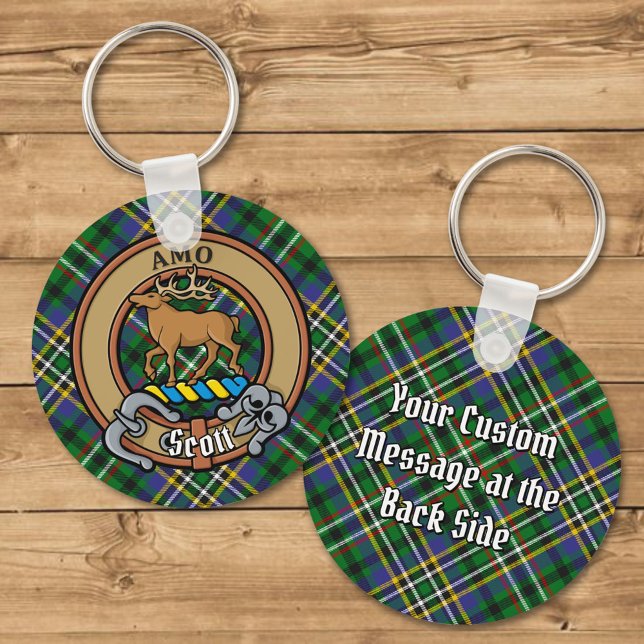 Chaveiro Clan Scott Crest sobre Green Tartan (Criador carregado)