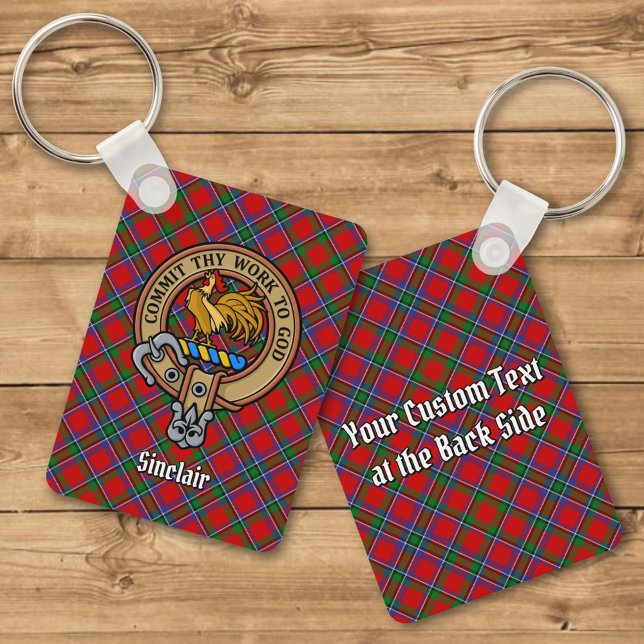 Chaveiro Clan Sinclair Crest sobre Tartan (Criador carregado)