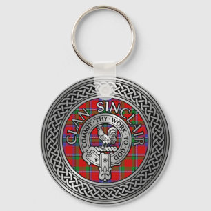 Chaveiro Clan Sinclair Crest & Tartan Knot