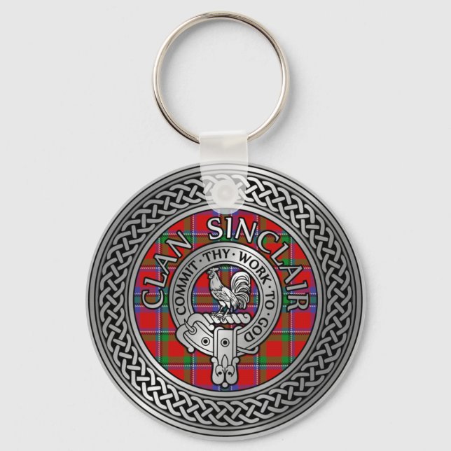 Chaveiro Clan Sinclair Crest & Tartan Knot (Frente)