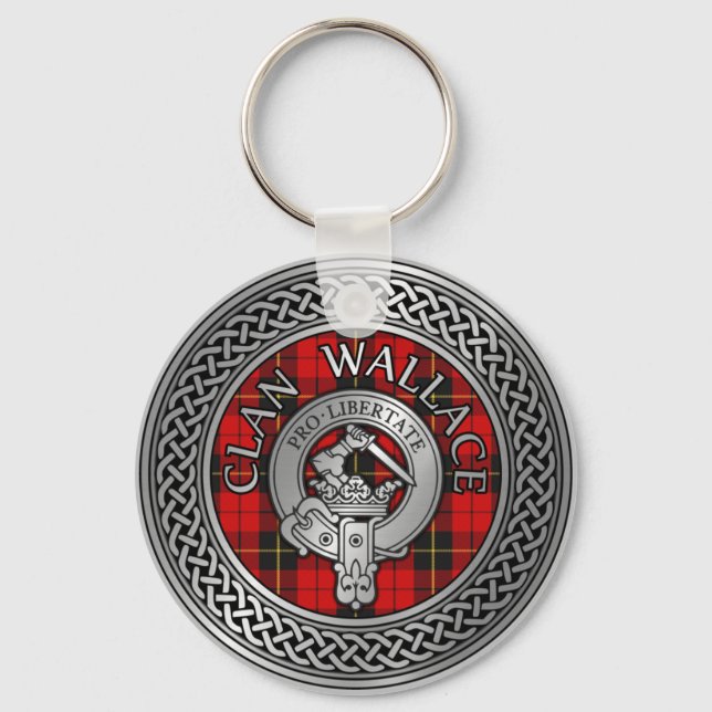 Chaveiro Clan Wallace Crest & Tartan Knot (Frente)