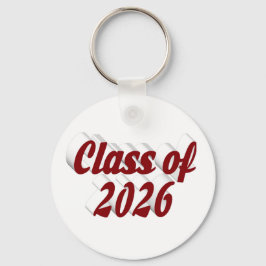 Chaveiro Class of 2026 burgundy text  graduation 