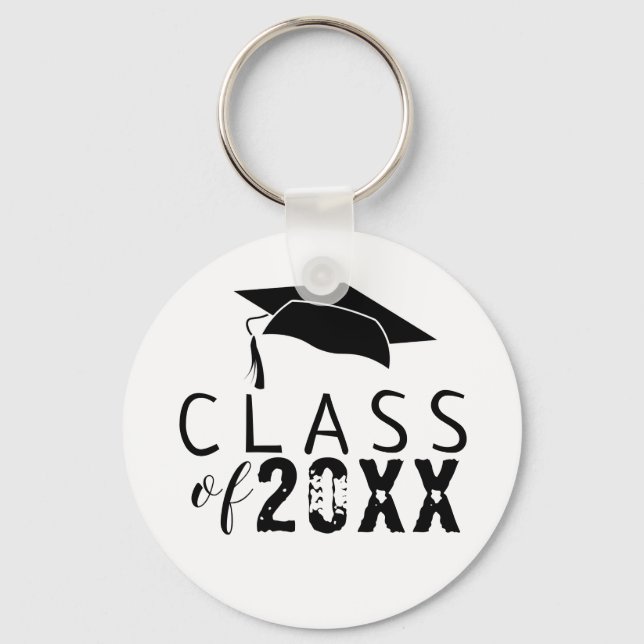 Chaveiro Class of Typography Black Graduation Cap (Frente)