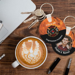 Chaveiro Classe de chamas de bombeiro parabéns | Nome