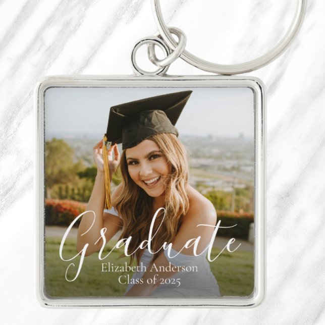 Chaveiro Classe de Foto de Script de Formando Personalizado (Class of 2025 Custom Graduate Script Photo Keychain)