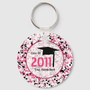 Chaveiro Classe De Graduação De 2011 - Pink & Black Splatte