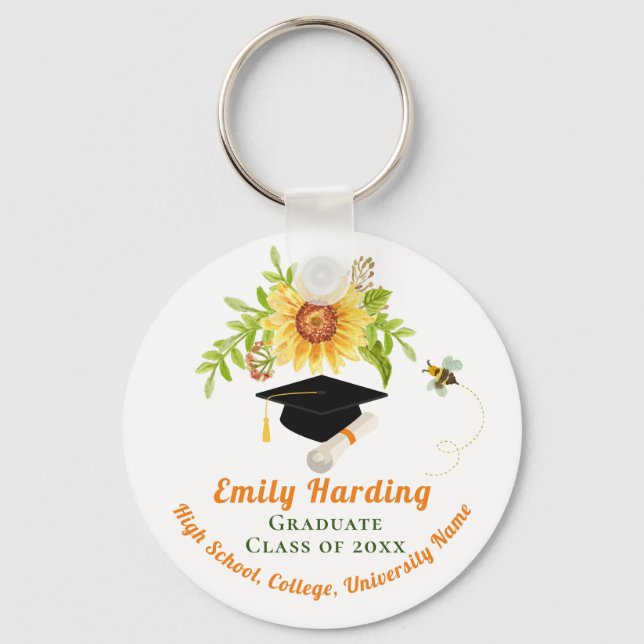 Chaveiro Classe de Graduação de Congratulação da Flor Flora (Frente)