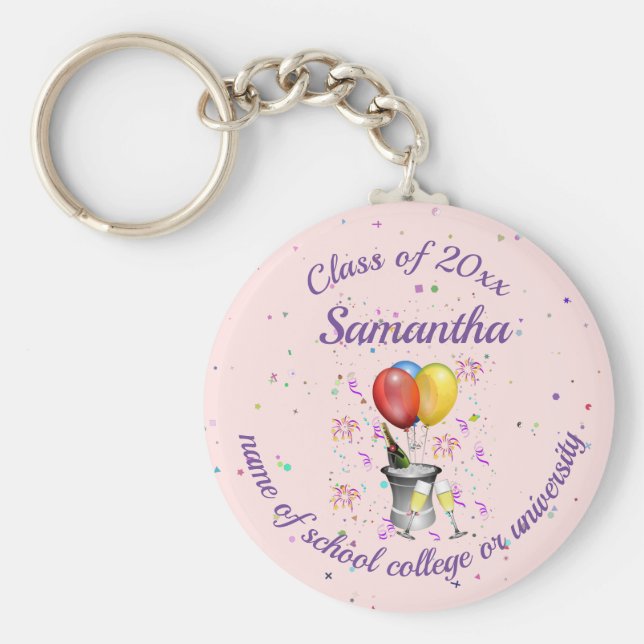 Chaveiro Classe de Graduação de Vinho Espumante Rosa (Frente)