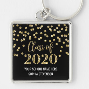 Chaveiro Classe de Graduação Dourada de Confetti 2020