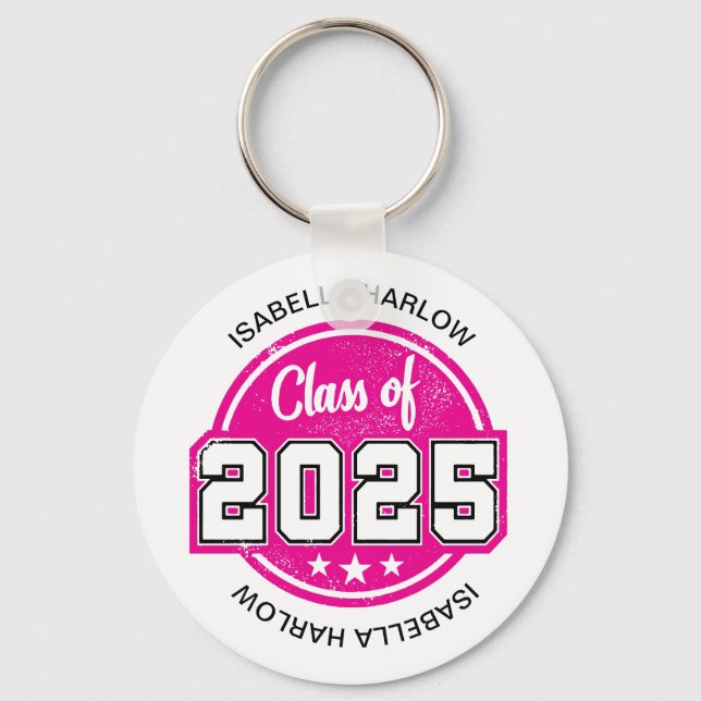 Chaveiro Classe de Nome do Formando Rosa 2025 (Frente)