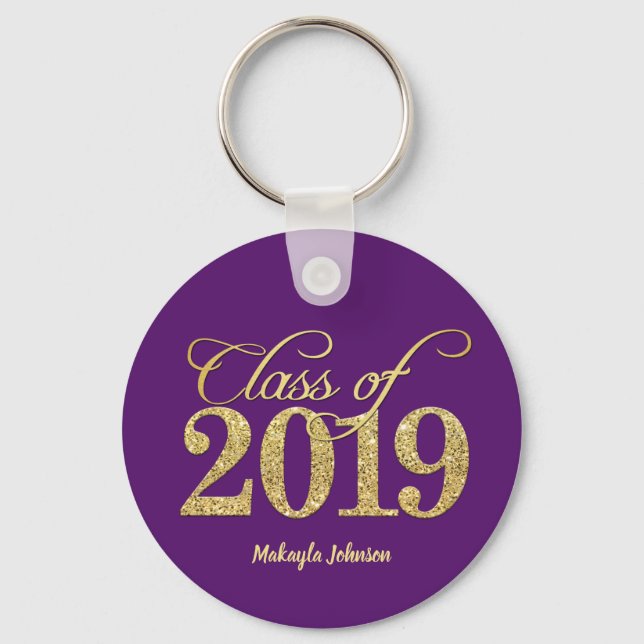 Chaveiro Classe Elegante Roxo e Largura Dourada de 2019 (Frente)