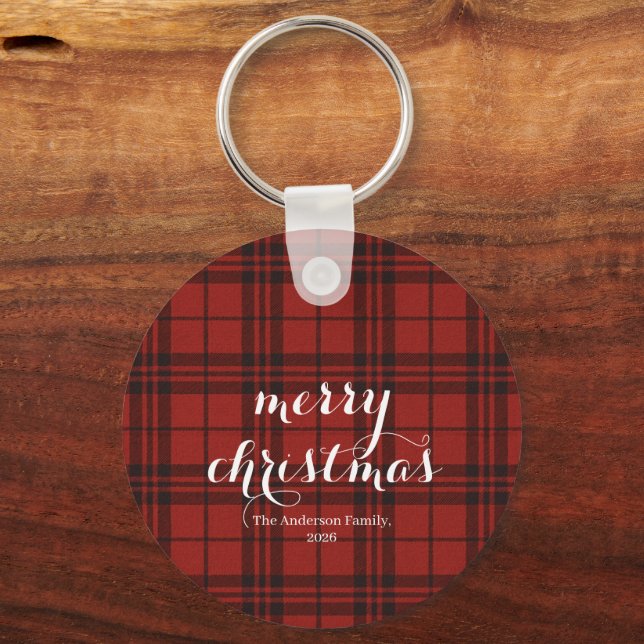 Chaveiro Classic Plaid Merry Christmas Festive -  (Frente)