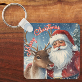 Chaveiro Classic Santa and Reindeer Keychain | Merry Christ