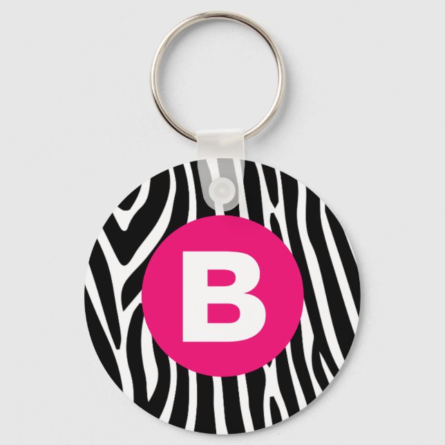 Chaveiro Classic Zebra Stripes Bright Pink Monogram (Frente)