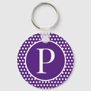 Chaveiro Clássico Chic letra inicial Pontos Polka Roxo