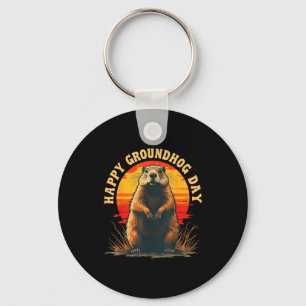 Chaveiro Clássico Feliz Dia do Groundhog 2025 Funny Woodchu